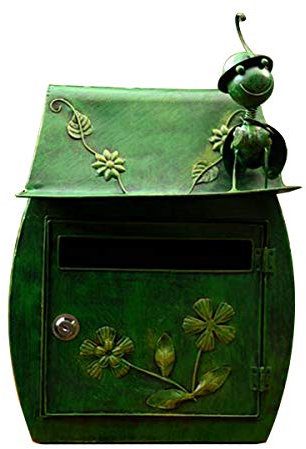 TentHome Cassetta delle lettere da parete vintage in ferro con serratura chiave per casa, verde