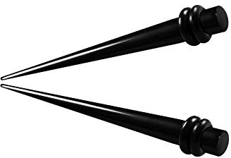 KJM FASHION 2 Stk Schwarz 4mm 5 g Taper O-Ringen Earplugs Dehnungsstab Ohr Taper Lang Flesh Ohrringe Expander Piercing Schmuck 5281