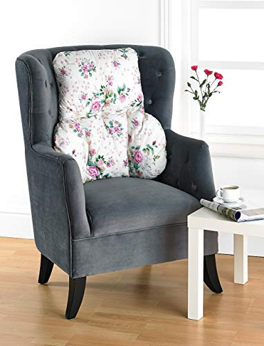 The Duvet & Pillow Company Posture Therapy Support Cushion - Rosegarden Floral Print - Lumbar/Back/Orthopedic Armchair Support & Pain Relief - T-Shaped - Reading, TV