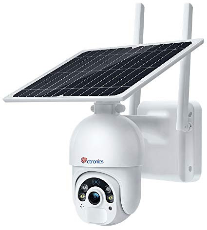 Ctronics 3G/4G Pan Tilt Solar Security Camera Outdoor Wireless with 14400mAh Rechargeable Battery 1080P PTZ CCTV Camera Surveillance IP Camera Home Security Color Night Vision PIR Radar Dual Detection