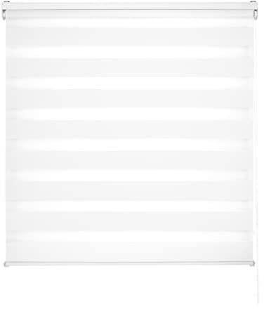 Blindecor Lira doppelrollo - duo rollo tag und nacht Weiß - 120 x 250 cm (Breite x Länge) | Stoffgröße 117 x 245 cm | Fensterrollo zebra