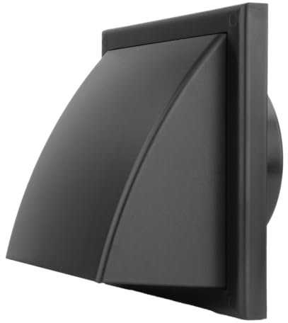 Vents 4 inch Black Plastic Cowled Air Vent Wall Grill with 100 mm Rear Spigot Ducting Gravity Flap Grille Cover for Hooded Cooker Hood Outlet Kitchen Bathroom Shed Extractor Fan Ventilation