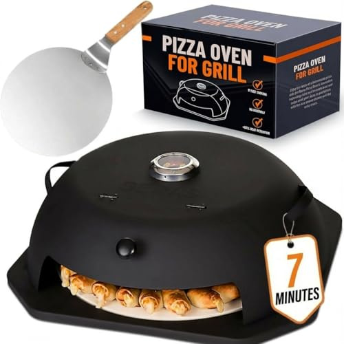 Geras Four à Pizza d'extérieur pour Barbecue – Four à Pizza Portable pour l'extérieur avec Pierre à Pizza, Pelle à Pizza et thermomètre – Machine à Pizza Domestique pour la Plupart des barbecues au