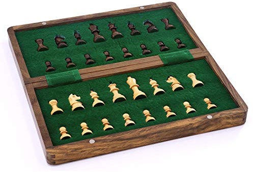 Schachspiel Annehmlicher Schach Set Klappschachbrett Tragbare Schachbrett gefertigtes Schachspiel Schach-Set magnetische gefertigte Schachfiguren Schachspiel-Brett-Set mit Speicher-Slots Magnetisches