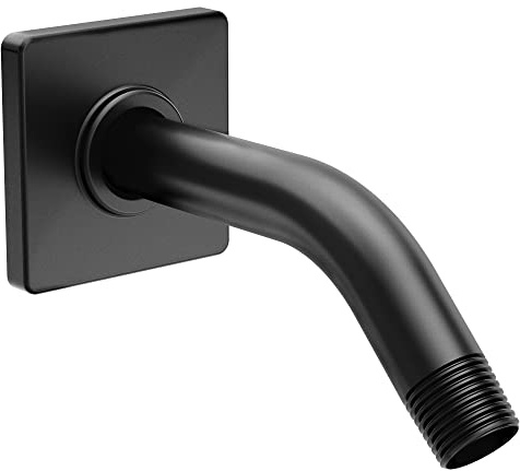 Moen S133BL 8-Inch Standard Shower Arm with Modern Square Flange, Matte Black
