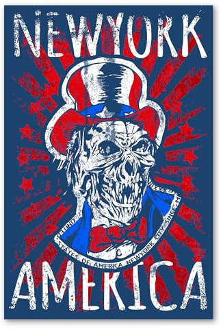 Postereck - 1055 - New York Plakat, Amerika USA Monster Zombie - Spruch Schrift Wandposter Fotoposter Bilder Wandbild Wandbilder - Leinwand - 60,0 cm x 40,0 cm