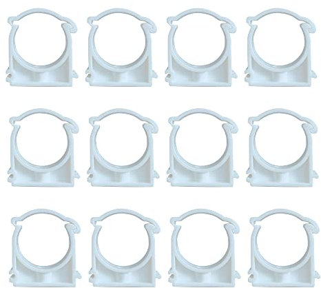 HLIWS 12PCS Inner Diameter 40mm,Plastic Water Pipe Fixed Clips,Tubing Clips,Universal Single Pipe Clip,Snap Single Hinged Pipe Clamp(White)