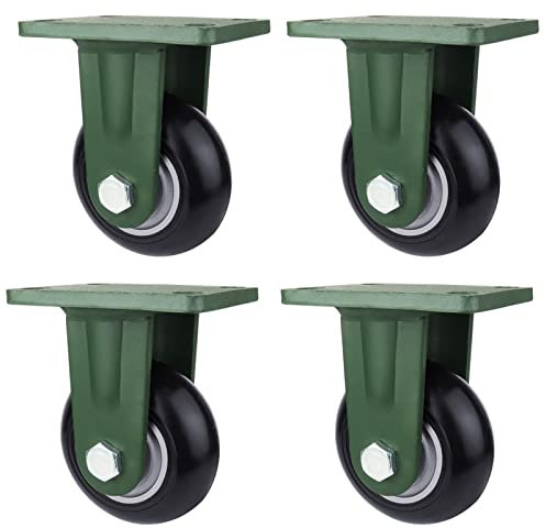 WORDFUN 5 Zoll Vollgummi Bockrolle, Geräuschlose Schwerlast Räder, Lenkrollen Mit Bremse, Tragfähigkeit Auf Vier Rädern: 900/1000/1500 KG, Rad Aus Aluminiumlegierung, 6/8 Zoll, Für Plattformwagen