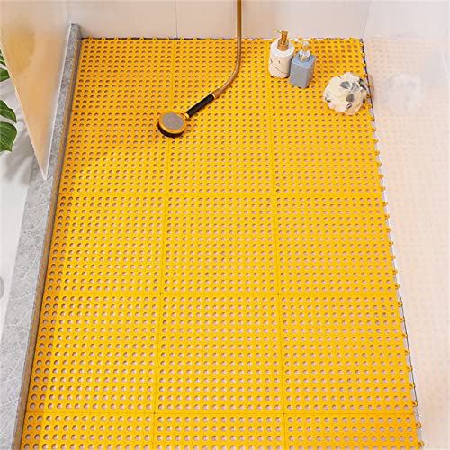 12 Pack Interlocking Floor Mat Restaurant Kitchen Mat with Drain Holes for Floor Anti Fatigue Bar Mat Door Mat Non-Slip Mat Indoor Outdoor Shower Pool Drainage Mat Durable Garage (Color:yellow 12pcs,)