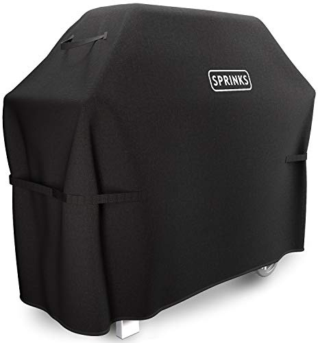 SPRINKS® Grillabdeckung WETTERFEST Grill Abdeckhaube Hochwertige Grill Abdeckung für Weber, Napoleon, Enders - EXTRA Griffen Gasgrill Oxford 600D Gewebe [163x61x122cm] - Grill Cover (Schwarz)