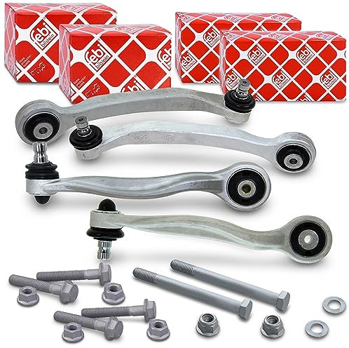 BESTPRICE 2x bras de suspension avant supérieur avant, 2x bras de suspension avant supérieur arrière, 1x FEBI BILSTEIN kit de montage 14 pcs. Compatible avec AUDI A6 Allroad C6 (4FH), A6 C6 (4F2), A6