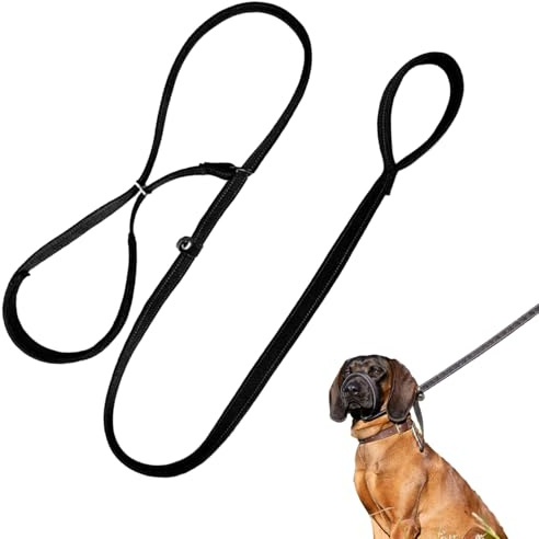 Figure of 8 Dog Leash, Slip Dogs Leash with Soft Comfy Padded Nose Pads and Loop Handle, Anti Pull Adjustable Dog Rope 1.8m for Small, Medium and Large Dogs(black)