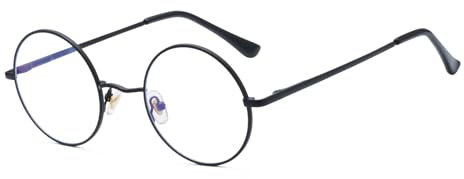 LJCZKA Runde Blaulichtfilter Brille Damen Herren, Runde Brille Ohne Stärke Metallgestell für PC, Handy, Fernseher, Anti Müdigkeit