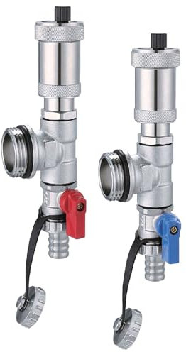 AQUA HEATING Valvola Di Sfiato E Valvola Di Scarico Per Collettori Del Circuito Di Riscaldamento Valvola Di Sfiato Per Collettori Rossi E Blu