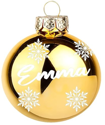 Weihnachtskugel mit Name Bedruckte aus Glas 8cm Wunschtext | Matt &Glänzend Personalisierte Christbaumkugel Groß | Weihnachten, Weihnachtsbaumschmuck | Kugeln (Glänzend, Gold)