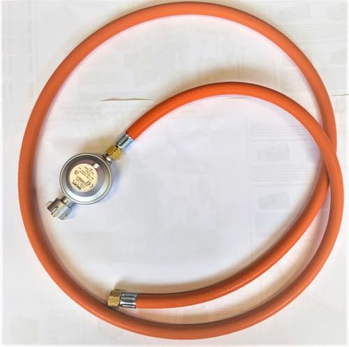 Zatechs Propane Butane Gas Manguera 1m GOK 50mBar Reductor de Manguera | Racores 1/4 LH a 21.8 LH | Utilizado para Camping-cars Chimeneas Estufas de Barbacoa de Gas