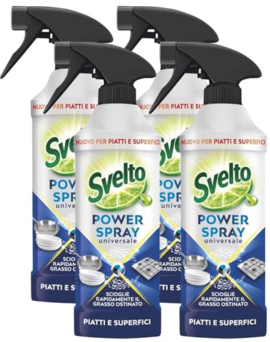 POWER SPRAY Universale, Piatti e Superfici, Scioglie Rapidamente Il Grasso Ostinato 435ml (4 Spray)