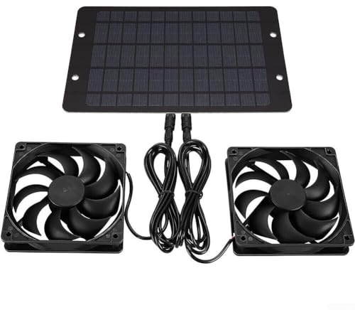 HEIBTENY Solar Ventilator 12V 10W Rohrventilator Wasserdichter Dual-Abluftventilator Solar Abluftventilator Elektrischer Ventilator Mit Schutznetz Tragbarer Badlüfter Für Camping Gewächshaus