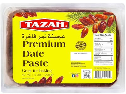 Tazah Date Paste for Baking - 2 Lbs (908g) - Pure Natural Pressed Dates, Sugar Substitute for Baking and Cooking - No Added Sugar