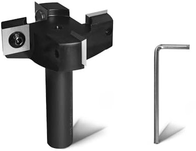 CNC-Spoilboard-Oberfräsen-Bit, 1,27 cm Schaft, 5,1 cm Schnittdurchmesser, 12 mm Hartmetall-Einsätze, Holzhobelfräser, Hobel-Bit für Holzbearbeitungswerkzeuge (4 Flügel)