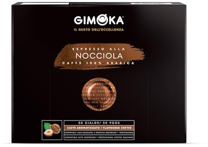Gimoka Mezcla de Café con sabor a avellana 100% Arabica, intensidad 8/11-50 Cápsulas - Compatibles con Máquinas de Café Nespresso* Professional Business Zenius y Gemini - Producido en Italia