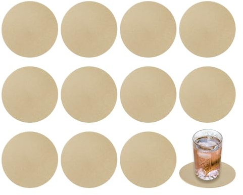 QUARKZMAN Runde Kunstleder-Untersetzer 4 Zoll, 12 Stück rutschfeste waschbare Untersetzer für den Kaffeetischschutz, Untersetzer geeignet für Home Office Bar Dekor, Gold