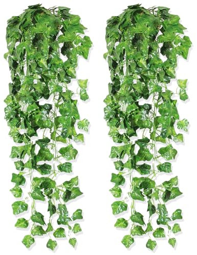 2er Pack Hängepflanze Künstlich Kunstpflanze Künstliche Balkonpflanzen Künstliche Hängepflanzen wie Echt Wände Häuser Hängepflanze Efeu Girlande Künstlicher Efeu Kunstpflanze outdoor Hochzeiten