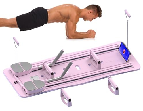 Reformer Pilates-Maschine, tragbar, zusammenklappbar, multifunktionales Bauchbrett mit Ellbogenstütze, Fitnessgerät für Zuhause, Ganzkörpertraining