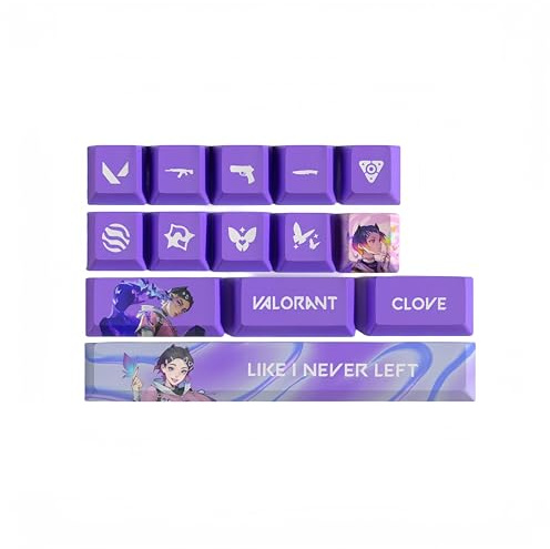 PHJEDXCM （VALORANT） keyboard caps(14) PC Gaming Mechanical Keycap Enter Keycap Numpad Custom Keycaps Laser Engraved with Any Mechanical Keyboard (CLOVE)
