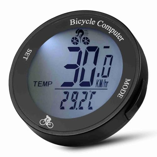 Computadora para Bicicleta, Retroiluminación LED, Odómetro de Ciclo Inalámbrico Multifunción con Batería CR2032 para Ciclismo (Fondo Blanco y Digital Negro.)