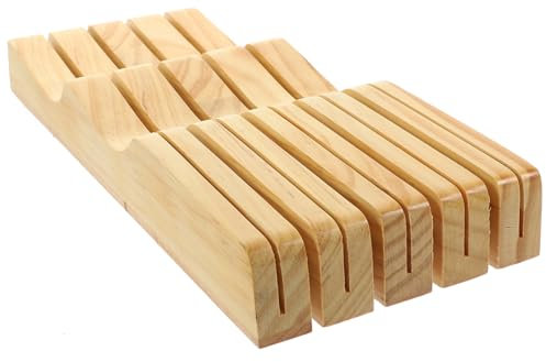 PRETYZOOM Portacuchillos Multifuncional de Madera de Haya Portacuchillos Extraíble para Cajón Útiles Utensilios de Cocina