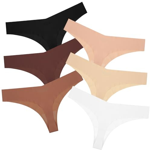 6 Pack Nahtlose String Tanga Damen Baumwolle Unsichtbare Tangas Atmungsaktive Thongs Bequeme Slips Baumwolle höschen (M)