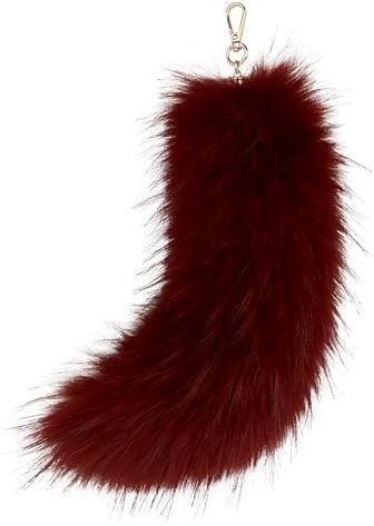 zoufabaola Fuchsschwanz 25cm Schlüsselanhänger fuchs Fell Schwanz Keychain Extra Groß Schlüsselring Tasche Zusätze Auto Schlüsselketten Anhänger (Rot)