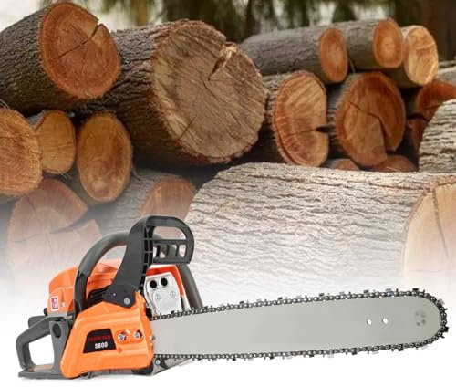 kiskick Motosega a gas da 50 cm, 58 cc, motosega a benzina senza fili, per taglio di legno a gas per tagliare alberi, taglio rapido, per risparmiare manodopera, forniture da giardino, sega portatile
