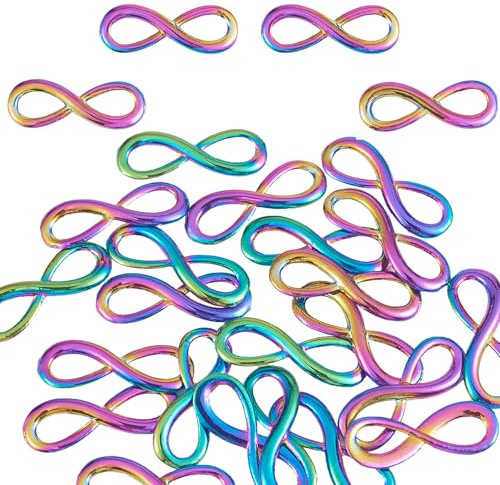 LEGENTLISUR 25Pcs Infinity Links Connector Charms Pendants Multi-Color Alloy Charms Love Symbol Rainbow Pendants for Necklace Bracelets Earrings Jewellery Making or DIY Crafts
