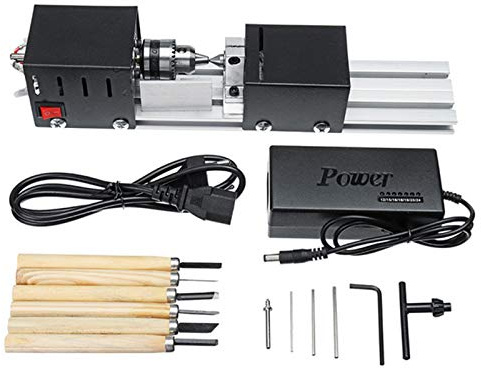Mini tour à polir et à poncer les perles, usinage CNC 100 W pour le travail du bois sur table, ensemble d'outils de bricolage, tour miniature, machine de gravure et de meulage pour perles, bois et m