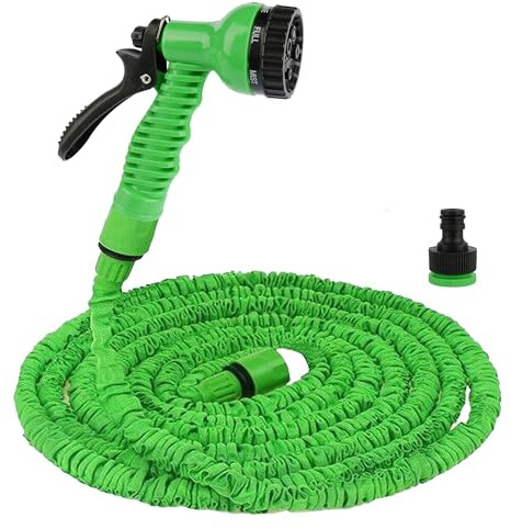 15m Expanding Hose - with 7-Dial Spray Gun, 2 Female Fittings and Threaded Tap Connector, Flexible and Lightweight, Anti Leak, Kink Free, Weather Resistant, 50ft