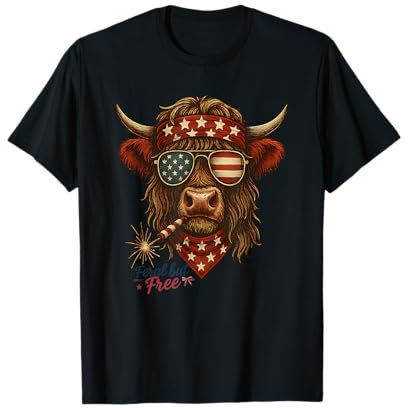 Feral but Free Shirt Lustiges Retro Bull in Sonnenbrille Bandana T-Shirt