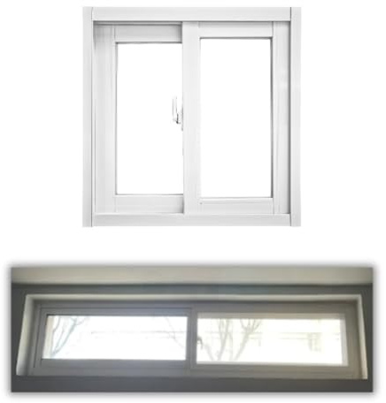 Générique Fenetre Coulissante 30 40 50 60 70 80 90 100 110 120cm Coulissantes en Vinyle avec Moustiquaire Amovible, Verre Trempé pour sous-Sol, Poulailler, Salle De Bain(WxH 60x35cm)
