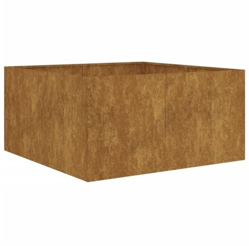Aiuola da giardino rialzata in acciaio Corten 80 x 80 x 40 cm, ideale per balcone, cortile e giardino, resistente fioriera con traliccio per verdure e fiori