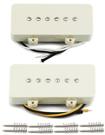 FLEOR Alnico 5 Single Coil Neck + Bridge Pickups Set für FD JM Vintage Style Gitarre, Vintage White