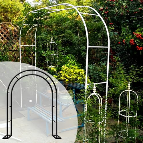 120cm 140cm 200cm 240cm Breit Schwer Rosenbogen Verzinkt Gartenbogen Metall Pergola Rankhilfe Rankgitter Torbogen Stabil Rosengitter Für Kletterpflanzen(Black,200 * 250cm/6.5 * 8.2ft)