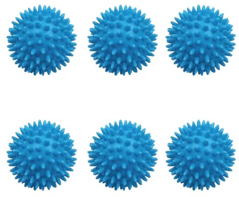 FIND A SPARE 6X Blue Rubber Tumble Dryer Balls New Softer Material Non-Meltable Softer Clothes Fluffy Fewer Wrinkles Good Energy Saving
