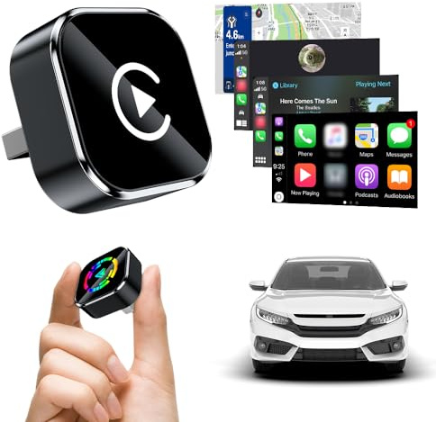 Adattatore wireless CarPlay aggiornato 2025, mini adattatore wireless USB per iPhone, Android Apple, 2 in 1, plug and play, Bluetooth, Carplay (nero-2)