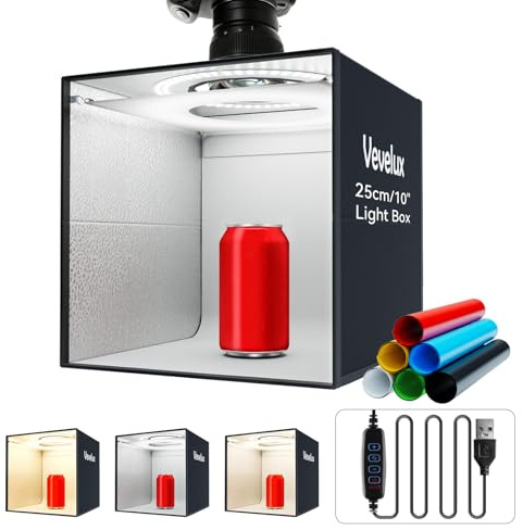 10x10 Light Box Photography, Portable Folding Photo Shooting Tent kit, with 120 LED Lights Dimmable (CRI＞90), 6 Color Backdrops & 1 Diffuser for for Small Product: Jewelry, Miniature Models etc