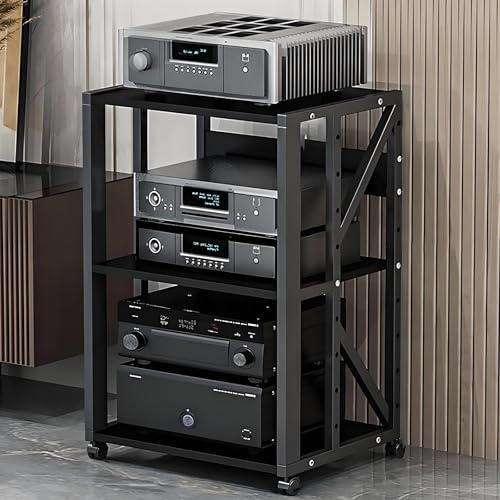 Valdoza 2/3 Rack Audio Mobile Porta Stereo Hi Fi Con Ruote Universali, Mobile Rack Per Impianto Stereofonico, Per Soggiorno, Sala Teatro, Ripiano Rack Amplificatore, Centro Intratte(3-layer-B)