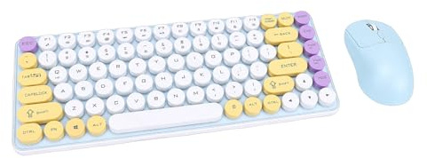 Oreilet Set Tastiera e Mouse Wireless, Tastiera Meccanica Gioco Bluetooth a 85 Tasti 2,4 GHz e Mouse per Computer Desktop, PC Portatile, Silenzioso, Regali Tecnologici per Uomini