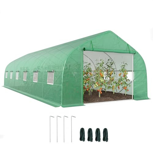 Outsunny Serre de Jardin Tunnel Grande Taille 24 ㎡ PE 8 x 3 x 2 m Vert