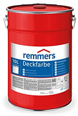 Remmers Deckfarbe weiß (RAL 9016), 10 Liter, Deckfarbe für innen und außen, Wetterschutzfarbe viele Untergründe, hochdeckend, wetterfest