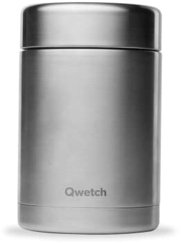 QWETCH - Boite Repas Isotherme - Lunchbox Inox - 5h Chaud et 7h Froid - Sans BPA, Étanche & Reutilisable (Inox, 600ml)